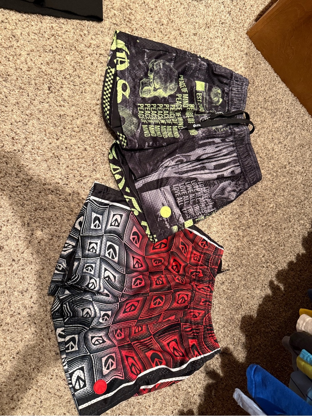 ethika Boys Graphic Swim Shorts - Black, Red, Neon Yellow